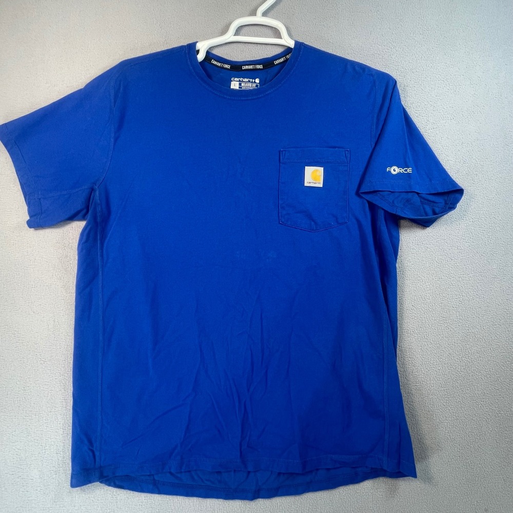 Carhartt T-Shirt Mens L Blue Force Relaxed Fit TK4616-M Pocket Short Sleeve Work